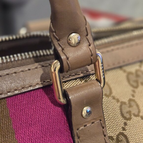 Gucci Monogram Vintage Web Medium Boston Purple Brown - Picture 13 of 16